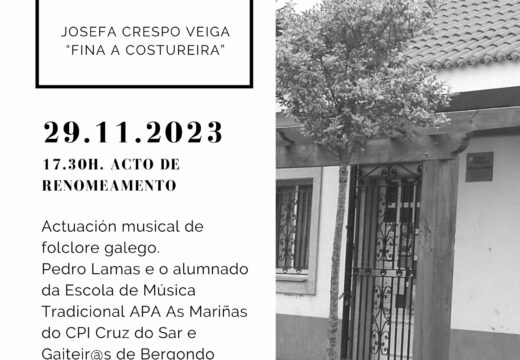 O Concello celebrará o vindeiro mércores o acto de nomeamento do centro social de Cortiñán como ‘Josefa Crespo Veiga’